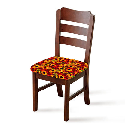 Red Autumn Sunflower Pattern Print Chair Cushion Cover