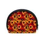 Red Autumn Sunflower Pattern Print Coin Purse