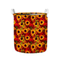 Red Autumn Sunflower Pattern Print Collapsible Laundry Basket