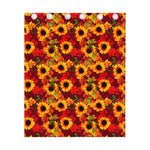 Red Autumn Sunflower Pattern Print Curtain