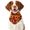 Red Autumn Sunflower Pattern Print Dog Bandana