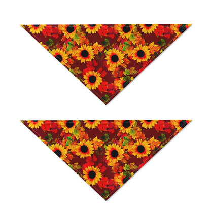 Red Autumn Sunflower Pattern Print Dog Bandana