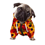 Red Autumn Sunflower Pattern Print Dog Zip Up Hoodie