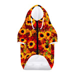 Red Autumn Sunflower Pattern Print Dog Zip Up Hoodie