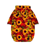 Red Autumn Sunflower Pattern Print Dog Zip Up Hoodie