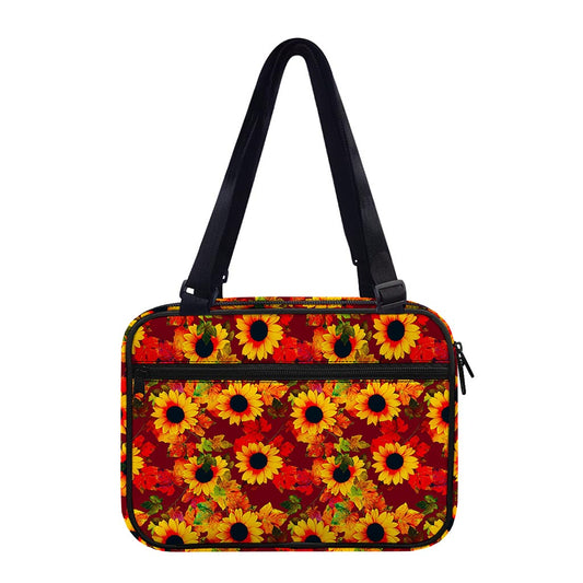 Red Autumn Sunflower Pattern Print Double Strap Bible Bag