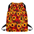 Red Autumn Sunflower Pattern Print Drawstring Backpack