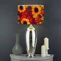 Red Autumn Sunflower Pattern Print Drum Lamp Shade
