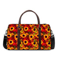Red Autumn Sunflower Pattern Print Duffel Bag