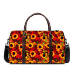 Red Autumn Sunflower Pattern Print Duffle Bag