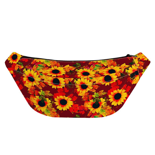 Red Autumn Sunflower Pattern Print Fanny Pack