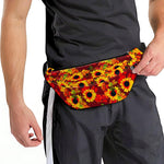 Red Autumn Sunflower Pattern Print Fanny Pack