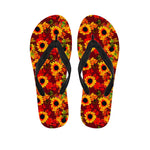 Red Autumn Sunflower Pattern Print Flip Flops