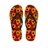 Red Autumn Sunflower Pattern Print Flip Flops