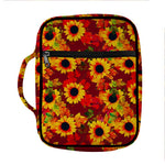 Red Autumn Sunflower Pattern Print Front Pocket Bible Bag