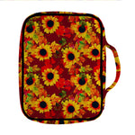 Red Autumn Sunflower Pattern Print Front Pocket Bible Bag