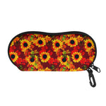Red Autumn Sunflower Pattern Print Glasses Case