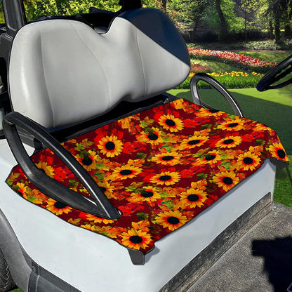 Red Autumn Sunflower Pattern Print Golf Cart Seat Cover