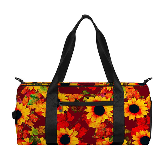 Red Autumn Sunflower Pattern Print Gym Bag