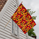 Red Autumn Sunflower Pattern Print House Flag