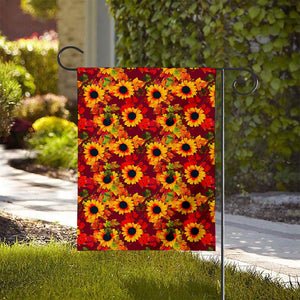 Red Autumn Sunflower Pattern Print House Flag