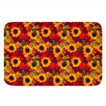 Red Autumn Sunflower Pattern Print Indoor Door Mat