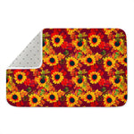 Red Autumn Sunflower Pattern Print Indoor Door Mat