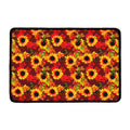 Red Autumn Sunflower Pattern Print Kitchen Mat