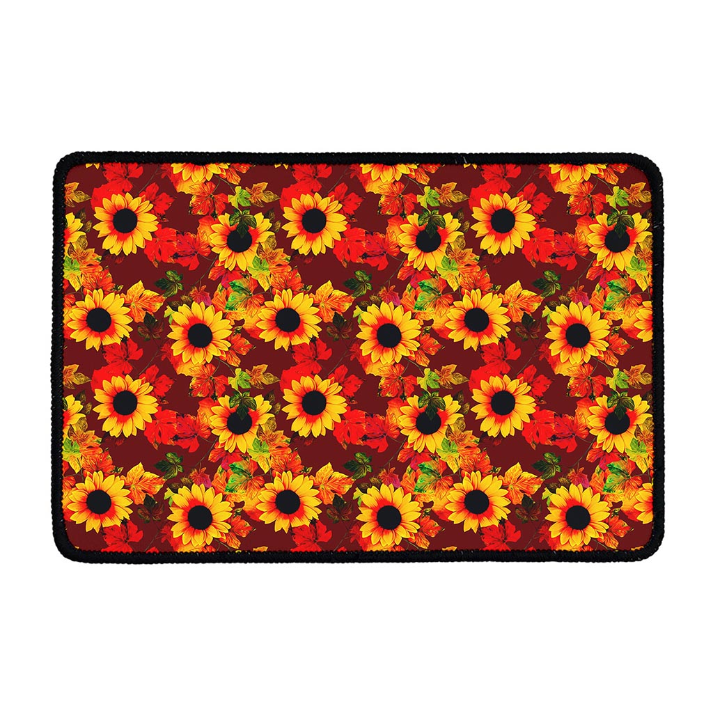 Red Autumn Sunflower Pattern Print Kitchen Mat