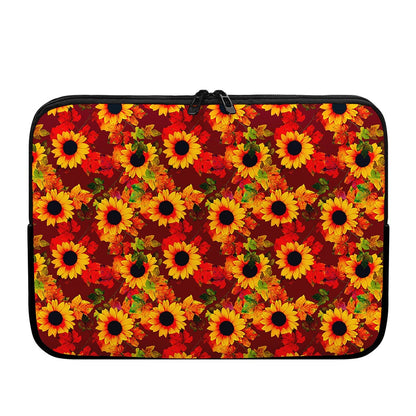 Red Autumn Sunflower Pattern Print Laptop Sleeve