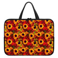 Red Autumn Sunflower Pattern Print Laptop Sleeve With Handle