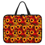 Red Autumn Sunflower Pattern Print Laptop Sleeve With Handle