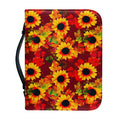 Red Autumn Sunflower Pattern Print Leather Bible Cover