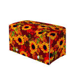 Red Autumn Sunflower Pattern Print Leather Tissue Box Cover