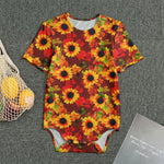 Red Autumn Sunflower Pattern Print Men's Bodysuit