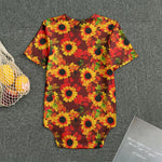 Red Autumn Sunflower Pattern Print Men's Bodysuit