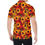 Red Autumn Sunflower Pattern Print Men's Shirt