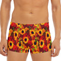 Red Autumn Sunflower Pattern Print Men's Short Boxer Briefs