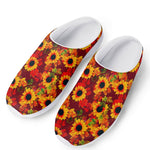 Red Autumn Sunflower Pattern Print Mesh Casual Shoes