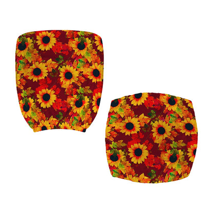 Red Autumn Sunflower Pattern Print Office Chair Cover