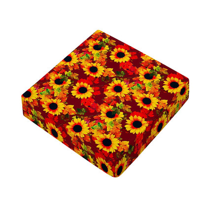 Red Autumn Sunflower Pattern Print Outdoor Seat Cushion Cover