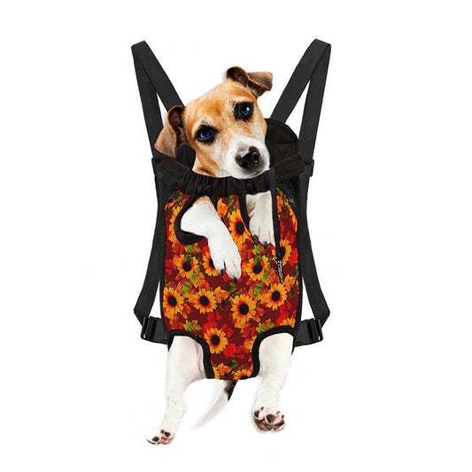 Red Autumn Sunflower Pattern Print Pet Carrier Backpack