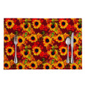 Red Autumn Sunflower Pattern Print Placemat