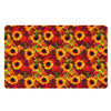 Red Autumn Sunflower Pattern Print Polyester Doormat