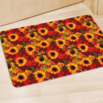 Red Autumn Sunflower Pattern Print Polyester Doormat