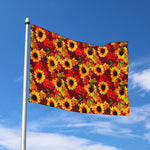 Red Autumn Sunflower Pattern Print Polyester Flag