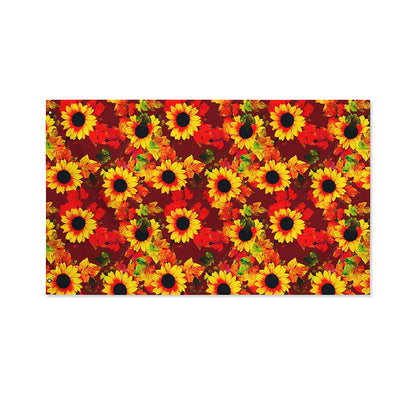 Red Autumn Sunflower Pattern Print Polyester Flag