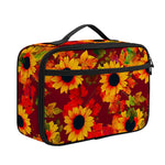 Red Autumn Sunflower Pattern Print Portable Lunch Bag