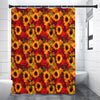 Red Autumn Sunflower Pattern Print Premium Shower Curtain