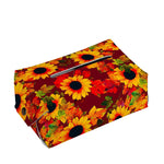 Red Autumn Sunflower Pattern Print Rectangle Tissue Box Cover